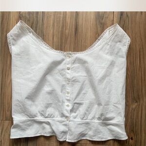 Victorian Corset Cover White Lace-Trimmed Top